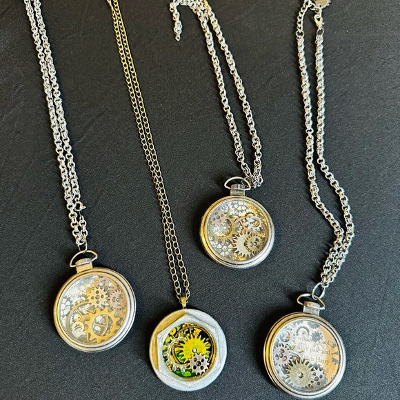 Jewelry - Steampunk Silver Copper colors Mechanical Pendant Necklace Burning Man (1)/bid